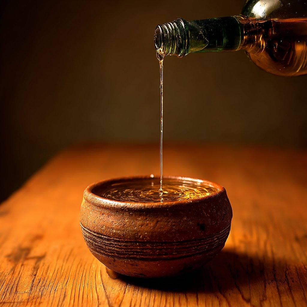 Mezcal being poured into a clay copita