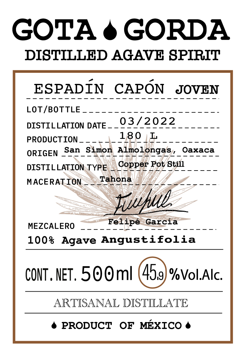 Espadín Capón — label detail
