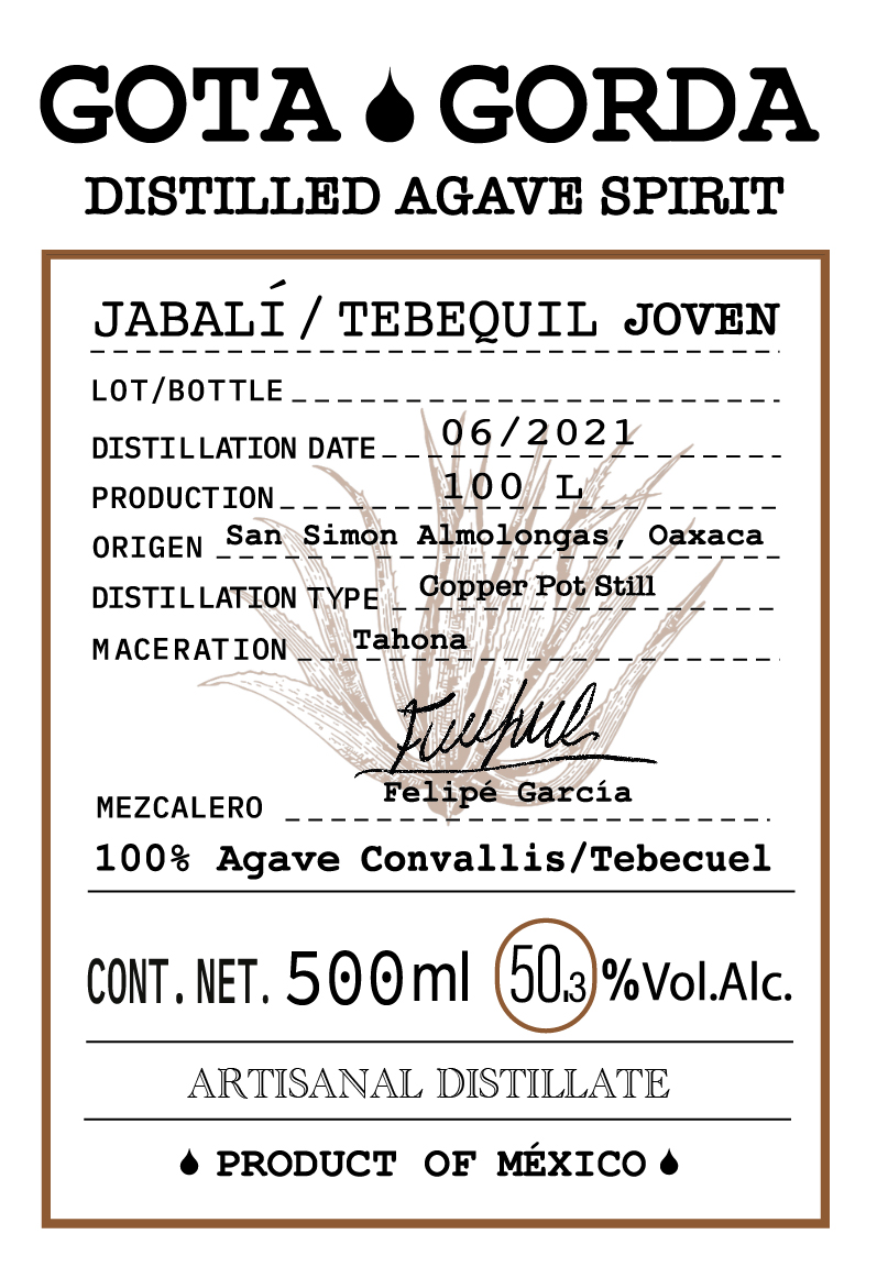 Jabalí / Tebequil — label detail