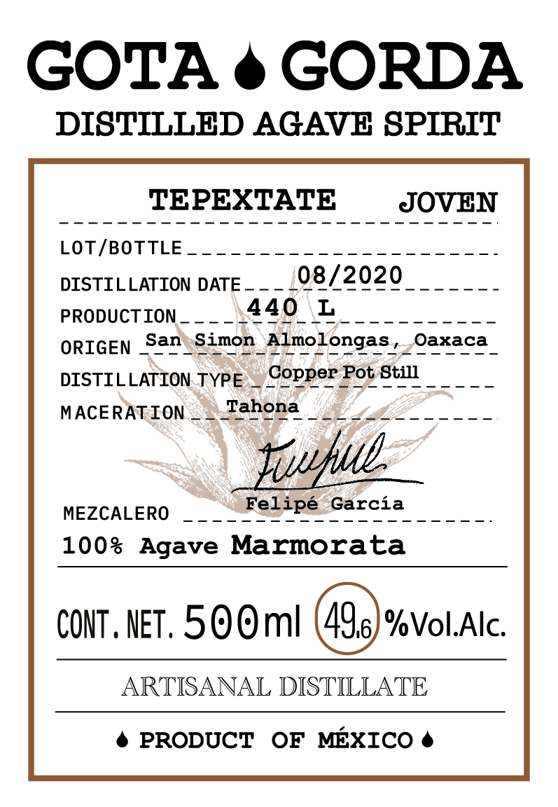 Tepextate — label detail